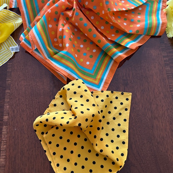 Colorful Polka Dot and Striped Scarves lot of 4 silk vintage scarfs - Picture 2 of 8